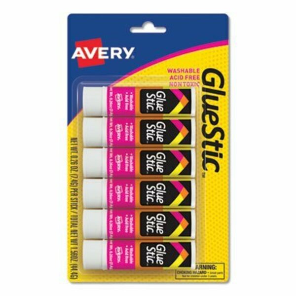 Avery Dennison Avery, PERMANENT GLUE STIC VALUE PACK, 0.26 OZ, APPLIES WHITE, DRIES CLEAR, 6PK 98095